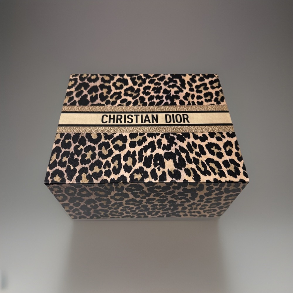 Dior Leopard Print Gift Box Only 8".6 X 7" Magnetic Closure Used/Mint